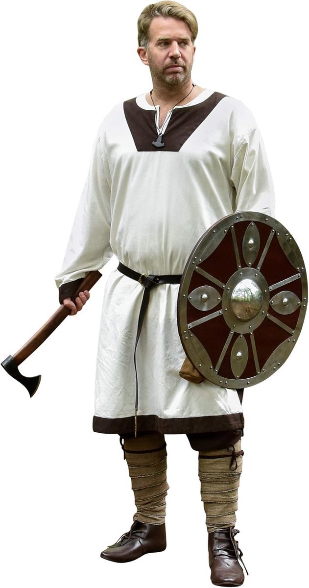 - Viking-tuniek Vallentin voor heren, lange mouwen van katoen - Middeleeuwse kostuum voor LARP & re-enactment