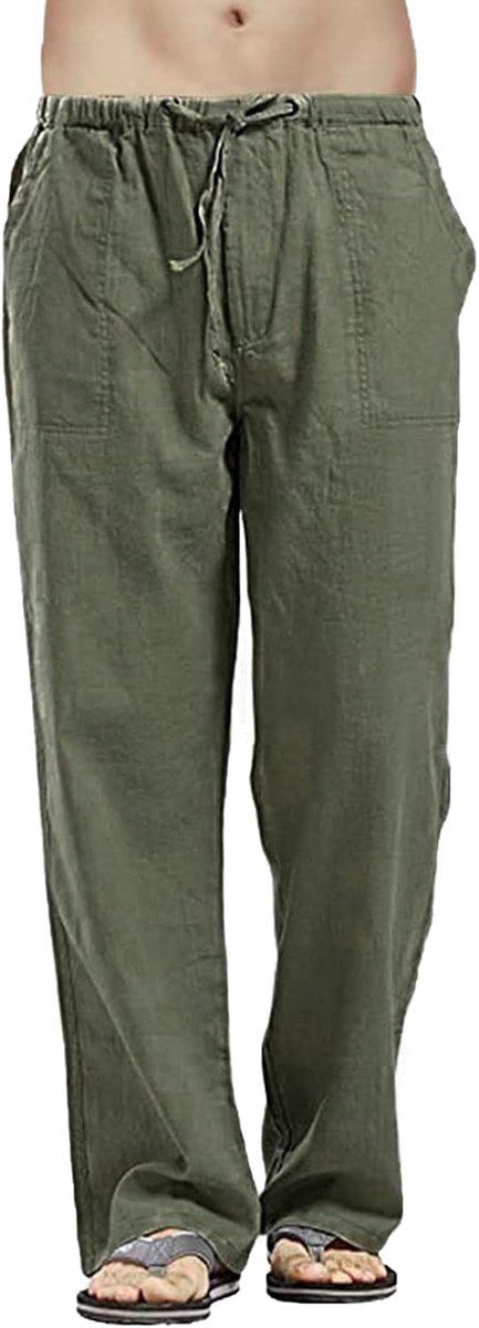 heekpek Linnen broek heren lange lichte zomerbroek heren katoen linnen broek regular fit rechte broek vrijetijdsbroek strand linnen broek heren voor vakantie