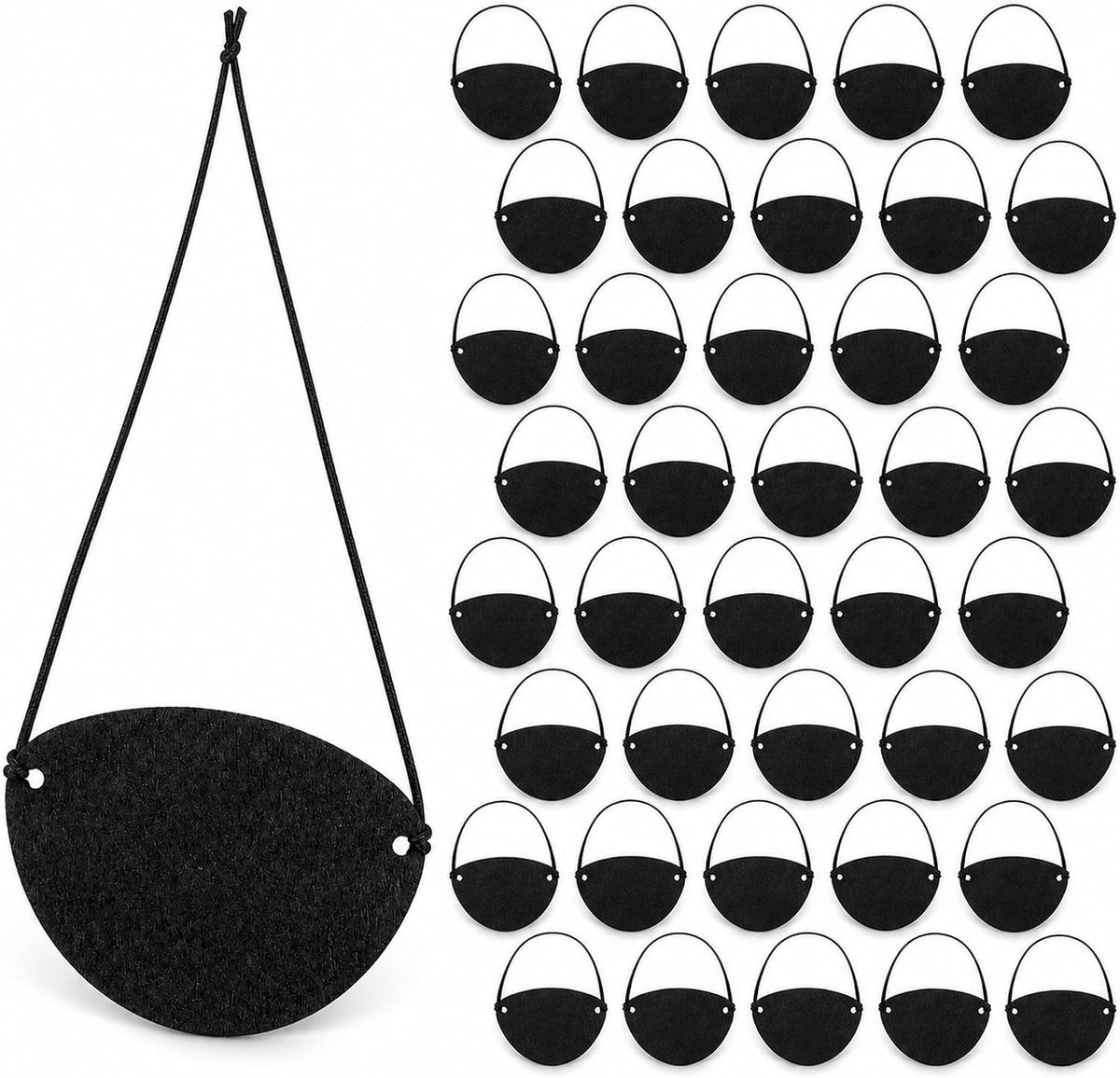 40 stuks oogkleppen, zwart, piratenaccessoires met elastiek