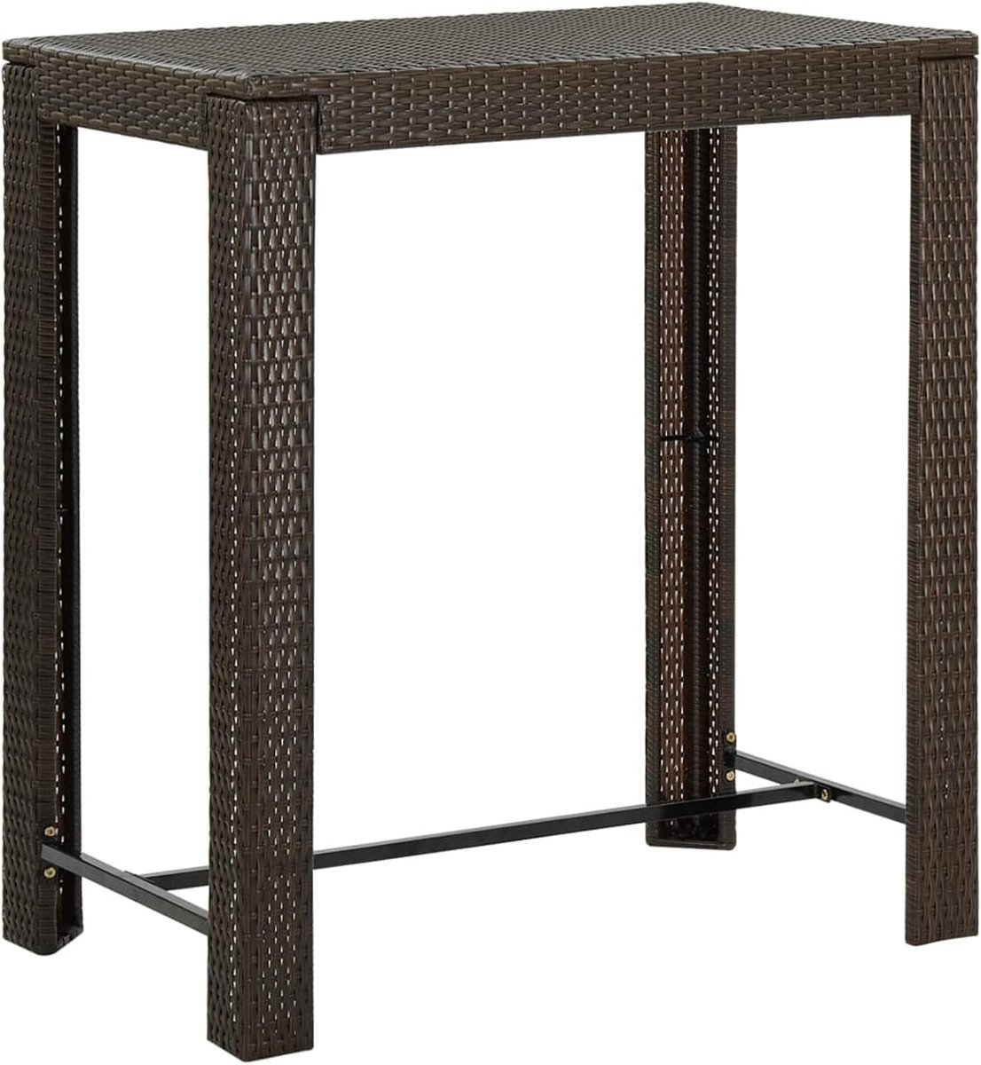 Bartafel voor de tuin, bruin, 100 x 60,5 x 110,5 cm, polyrotan, hoge keukentafel, terrastafel, tuintafel, balkontafel