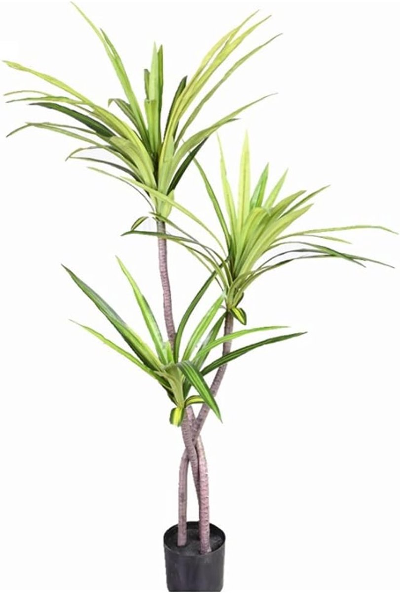 Kunstmatige plant gele lijn Nederlandse ijzeren vloer mode kunstmatige boom decoratie tuin bonsai moderne kunstmatige bomen Kunstplant (Color : 1 meter 4 high+black basin)