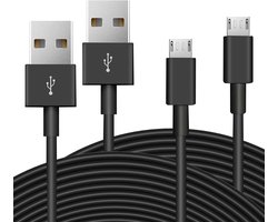 2 stuks 5 m stroomverlengkabel voor Wyze Cam, Nest Cam, Blink, Netvue, USB-naar-micro-USB-verlengkabel, laad- en gegevenssynchronisatiekabel voor beveiligingscamera's en meer (zwart)