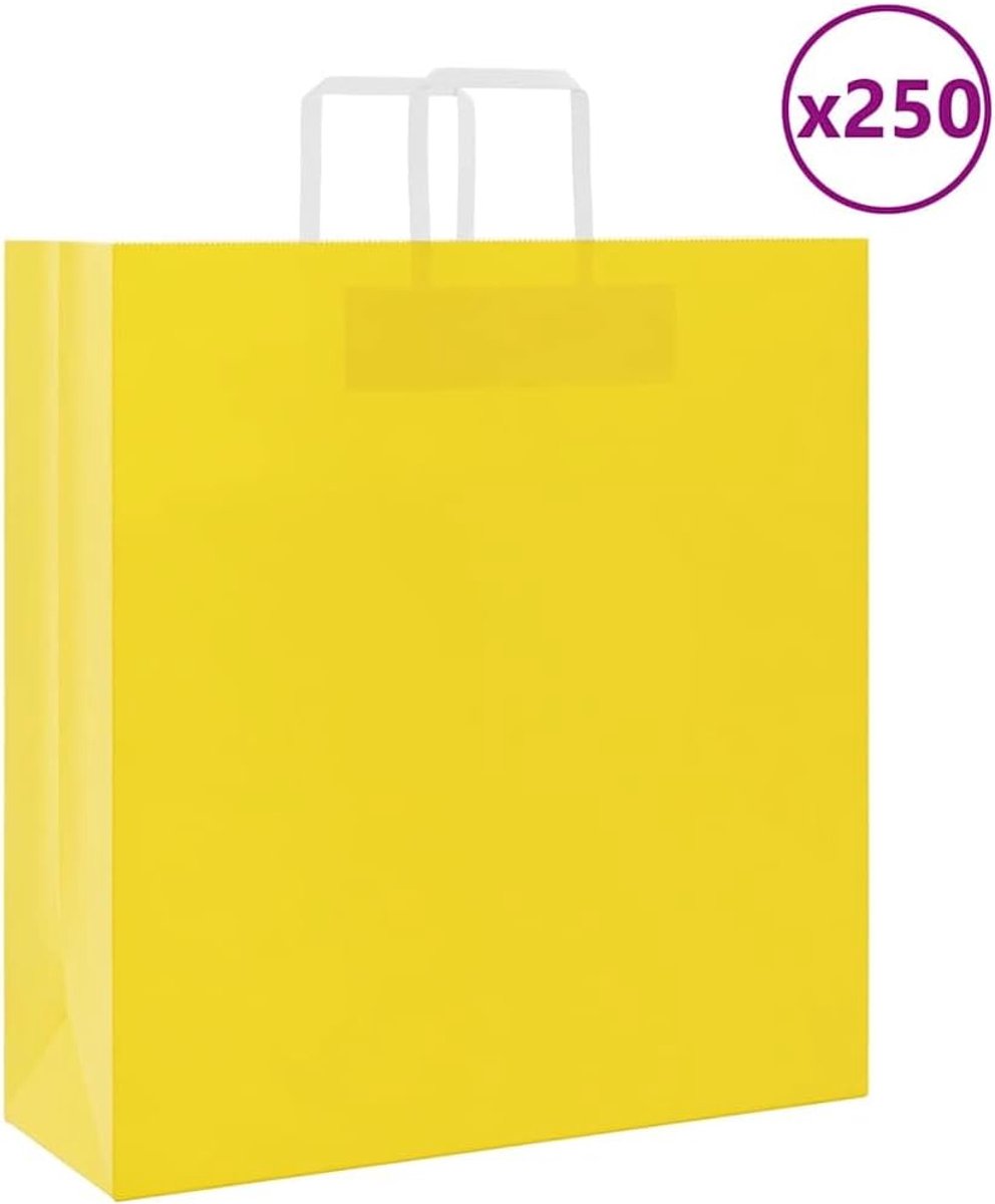 Papieren draagtassen 250 st. Geel 45x17x48 cm. Geschenkzakjes