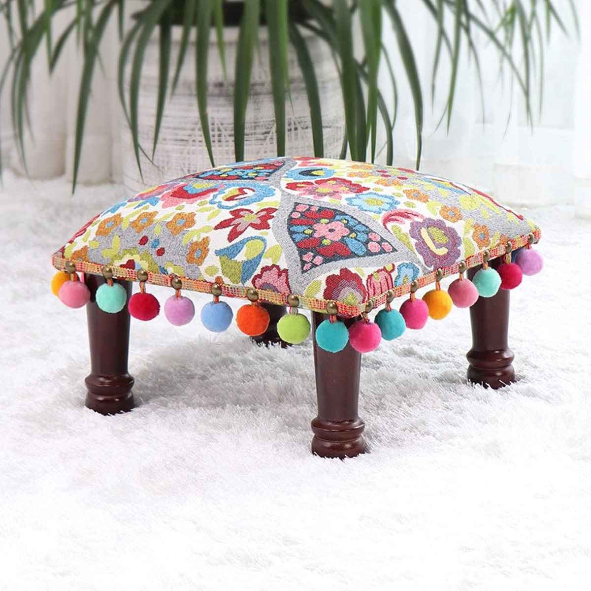 Ottomaanse Ottomaan, Bank Vierkante Voetbank, Stof Lage Kruk Ottomanen Bank Met 4 Houten Benen Amerikaanse Poef Voor Woonkamer Home Decor-Camel 38x38x24cm (15x15x9inch)