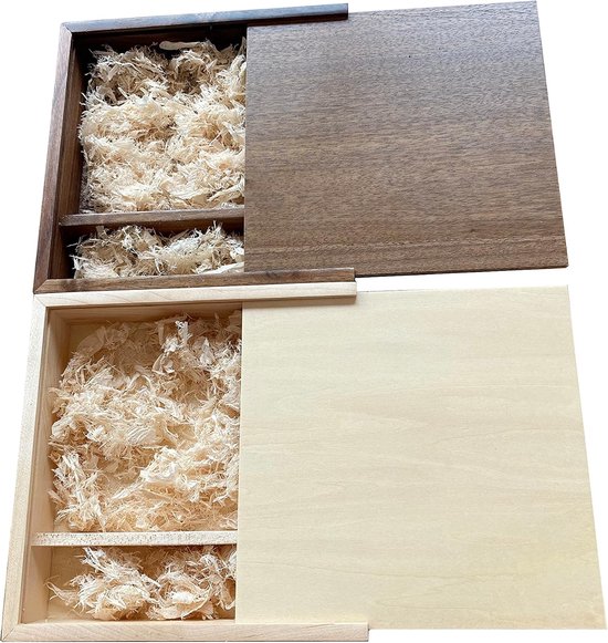 Geschenkdoos met schuifblad, discrete houten dozen met schuifdeksel, USB-doos, fotodoos, bruiloft geheugenbox, voor fotografen/klanten walnoot/esdoorn (walnoothouten doos) — afbeelding 3