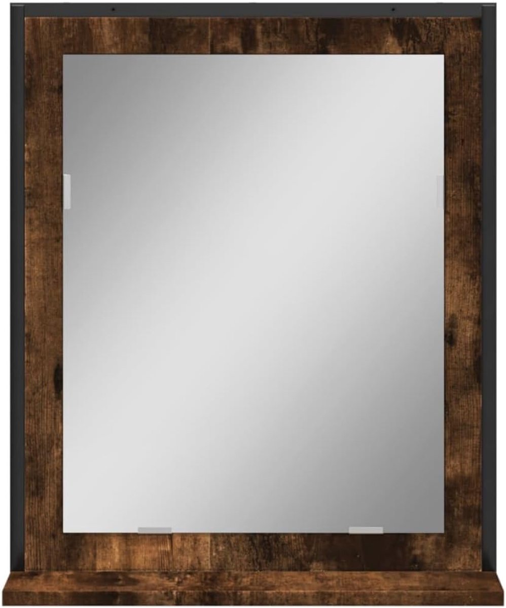 Badkamerkast met spiegel, badkamerkast met spiegel, badkamerkast, meubels voor bijkeuken, badkamerspiegel met plank van technisch hout, rokerig eiken