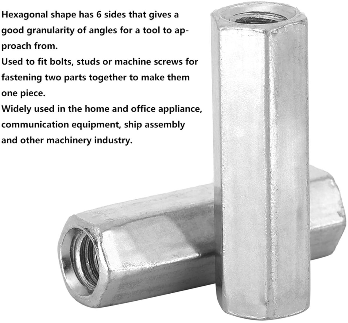 Staafmoer M8 10 Stuks Lange Moeren Koolstofstaal Afstandhouder Office-tool voor Thuis (M8*40)