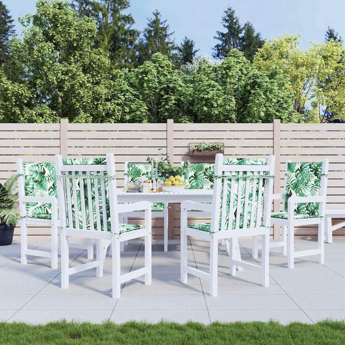 Stoelkussen 6 stuks bladpatroon 100 x 50 x 3 cm Oxford-stof, zitkussen outdoor stoelkussen zitkussen voor tuinstoelen balkon camping horeca café