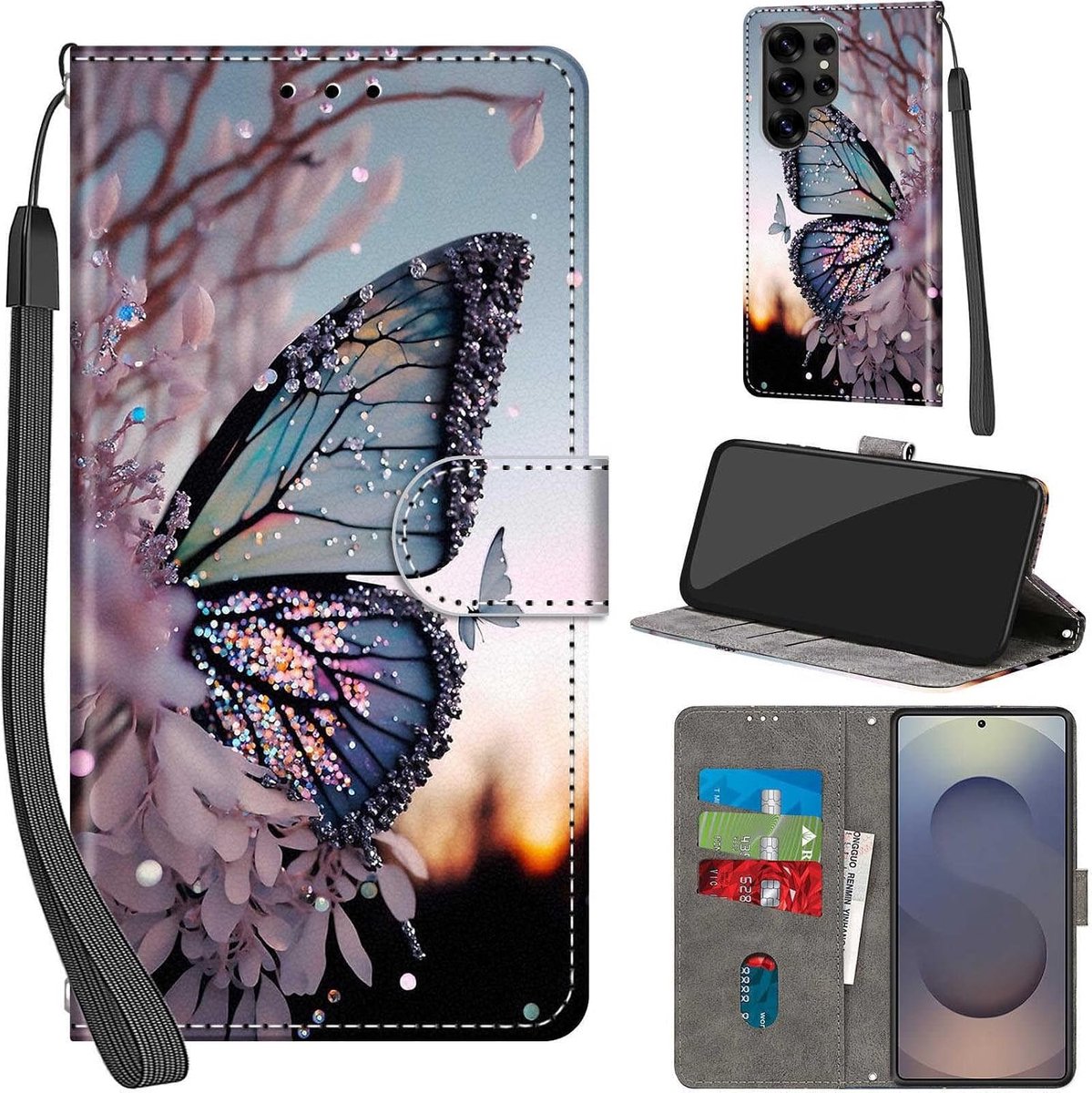Portemonnee Telefoonhoes voor Samsung Galaxy S25 Ultra Vlinder