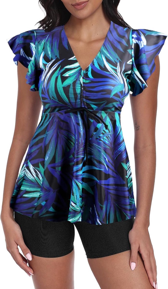 Tweedelig badpak voor dames, push-up tankini-set met zwemshorts, badmode