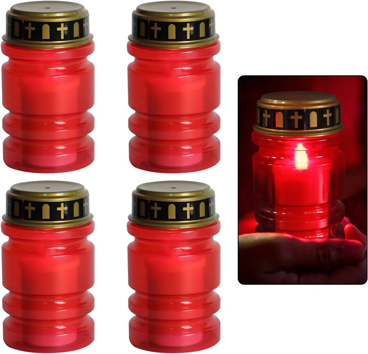 Dailygoods - 4 Stuks LED Grafkaarsen met Flikkereffect voor Buiten