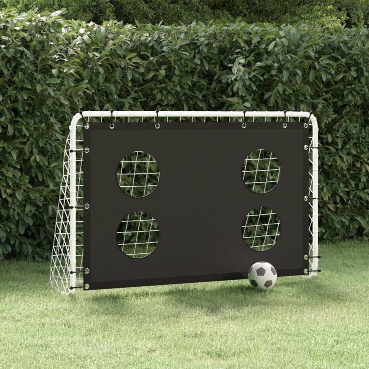 Voetbaldoel met doelwand, 184 x 61 x 122 cm, opvouwbaar voetbaldoel voor kinderen en tuin, robuust stalen frame, trainingsdoel met 4 schietgaten