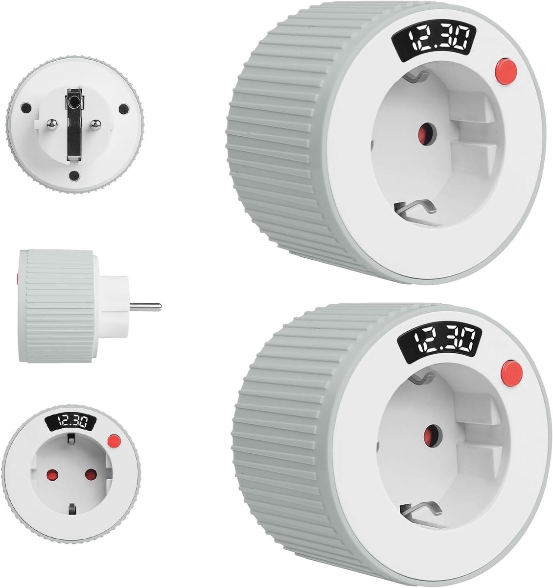 2 stuks countdown-timer, stopcontact, 230 V, 3680 W, mechanische timer, stopcontact met led-display, 1 minuut tot 24 uur timer, automatische uitschakeling, schakelstopcontact voor huishoudelijke