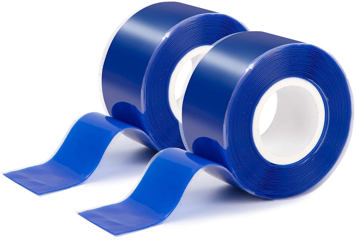 Band voor zelffusie, waterdicht, zelfklevend, reparatietape voor noodbuizen, waterslang, elektrische kabel, 2 rollen, 3 meter/rol (blauw)
