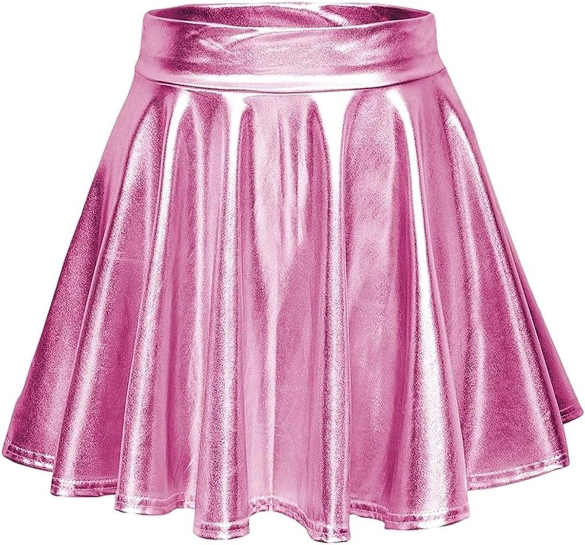Metalen rok, metallic, minirok, glanzende rok, dames, plooirok, rekbaar, voor carnaval, cosplay, feest