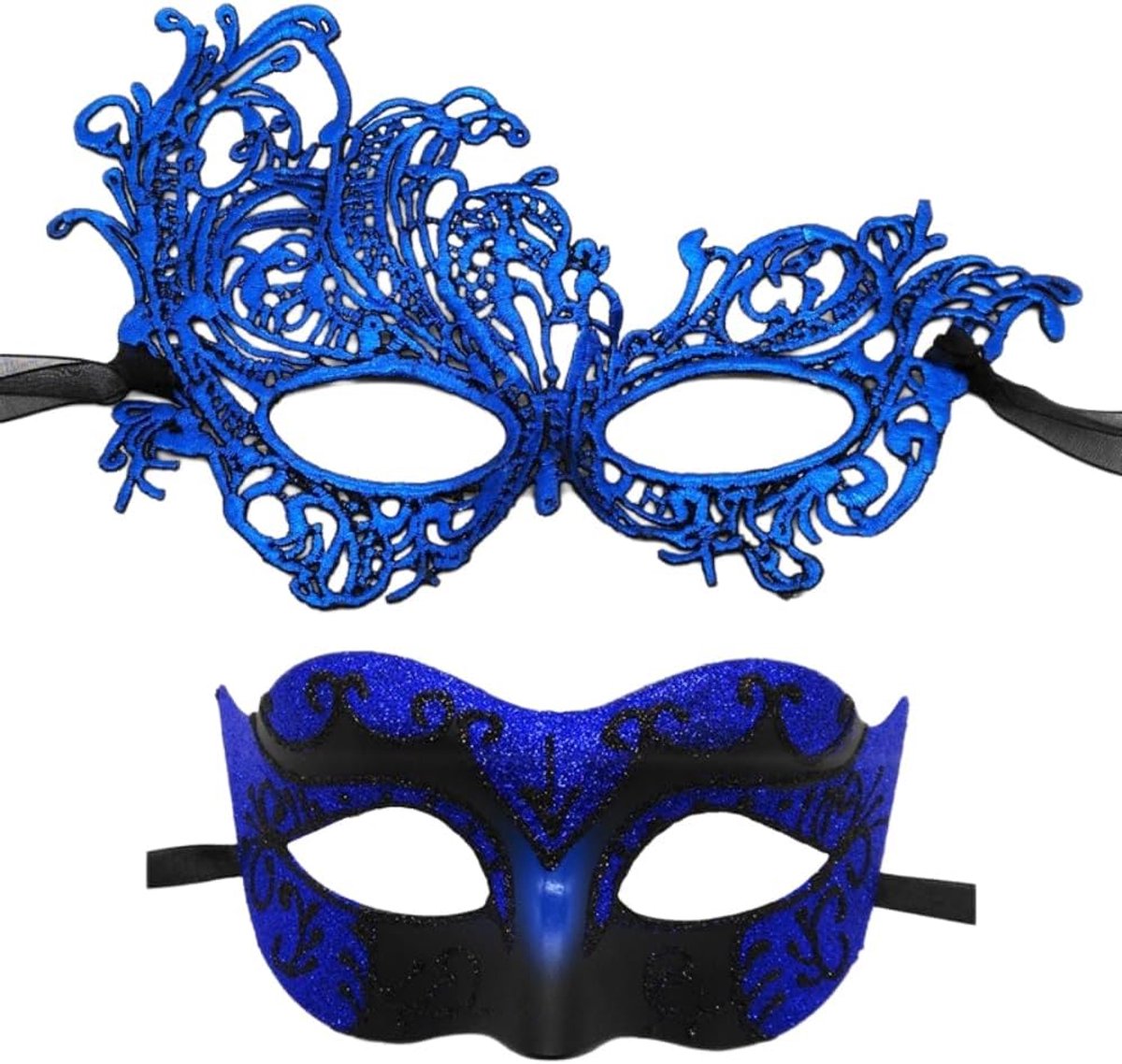 Dailygoods- Maskerademasker 2 Stuks - Venetiaans Masker - Kanten Masker - Oogmasker - Half Gezichtsmasker - Kunststof/Polyester