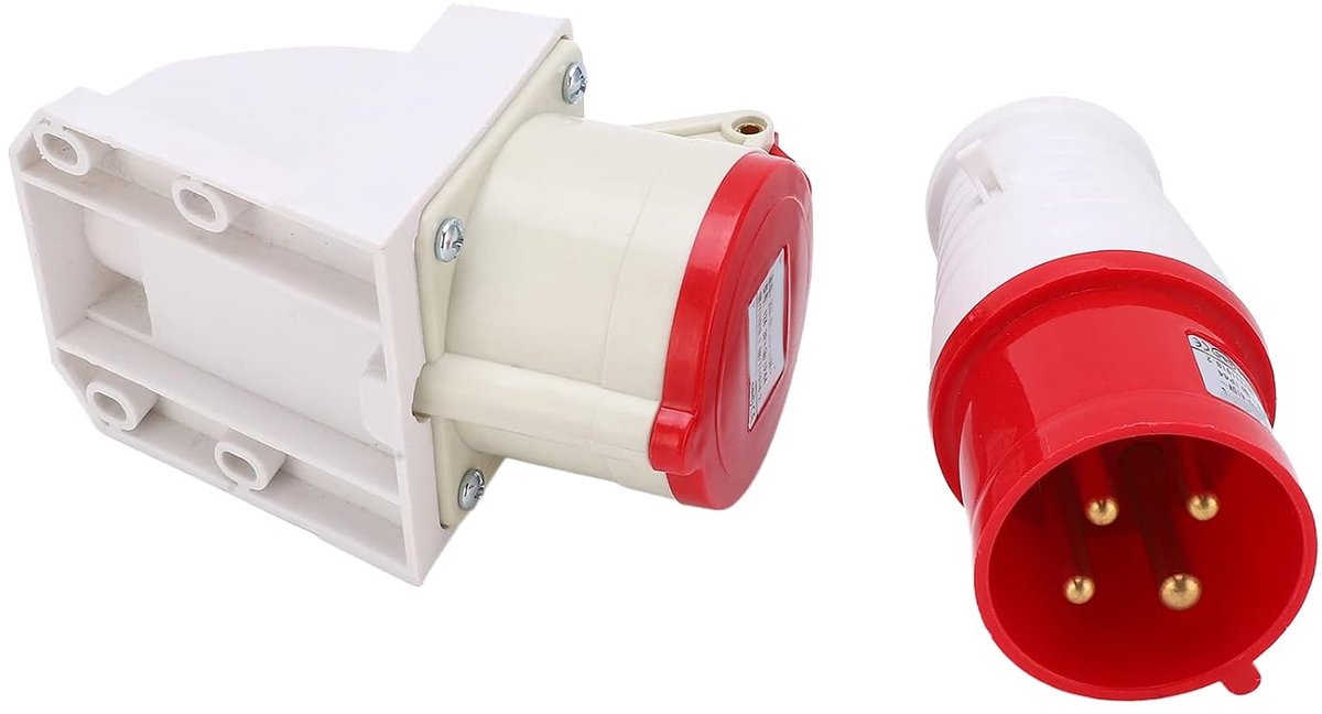 Dailygoods- Stekkerdoosset 380-415V 32A 4Pin - IP44 Waterdicht - Industriële Toepassing - Commercieel Gebruik - Bouwplaatsen - Hoogwaardige Koperen Ge