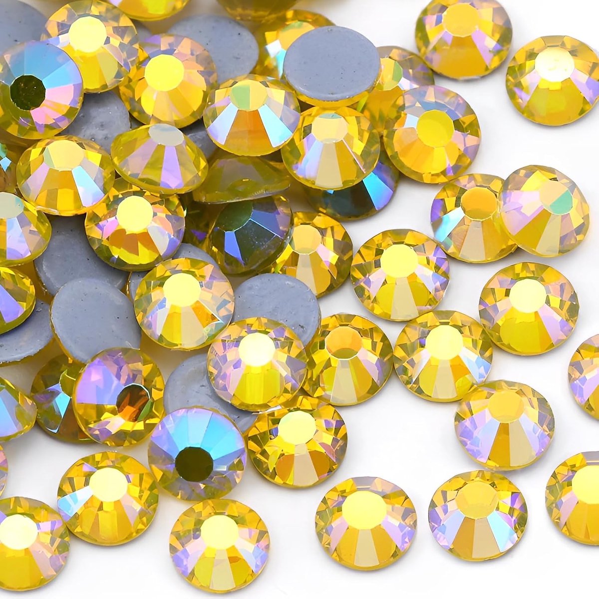 Hotfix Steentjes Bulk - Glazen Strass Edelstenen voor Stof, Kleding, Ambachten & Bedazzling 4,0 mm (ss16, 1440 stuks, Lemon AB)