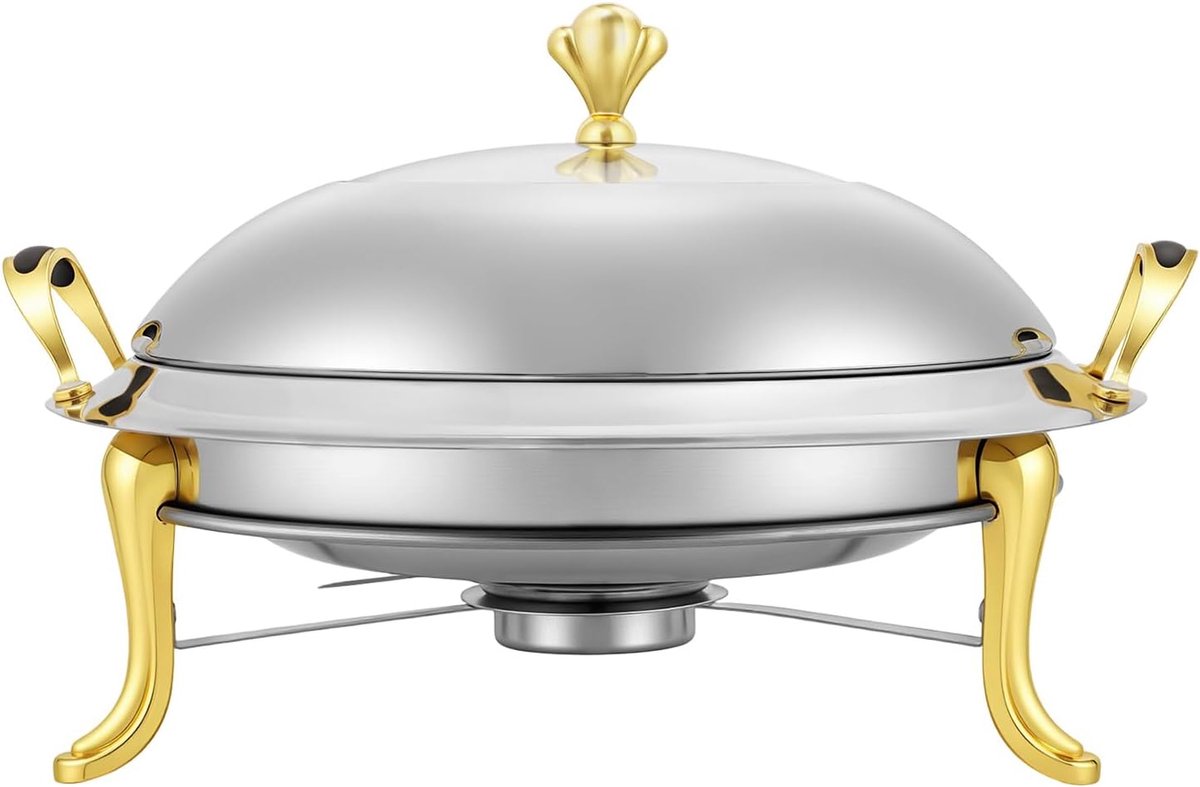 Chafing Dish, 3 liter, warmhoudcontainer, roestvrij staal, voedselwarmer met deksel, warmtecontainer voor buffet, catering, gastronomie en feest