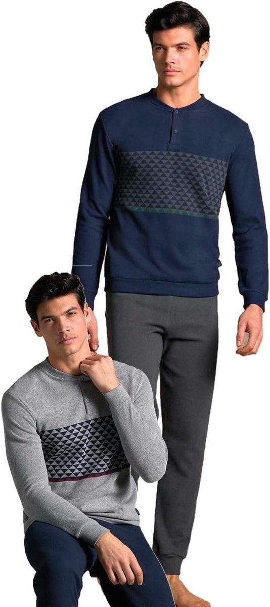 Coveri Winterpyjama voor heren, warme jacquard, pyjama voor heren, pluche, warm en comfortabel, heren winterpyjama