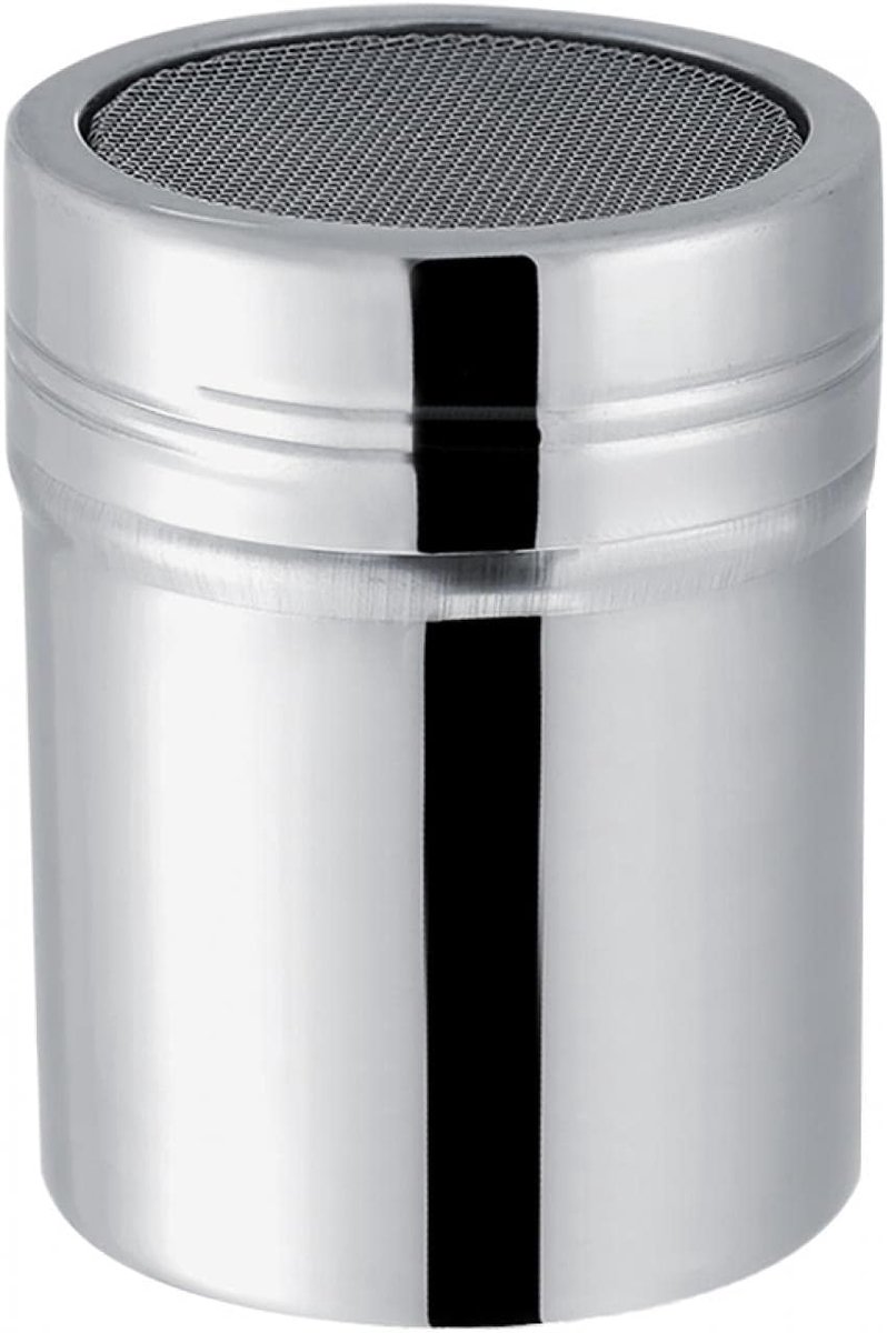 Zout, Kruiden Shaker, Suiker Dispenser, Roestvrijstalen Cacao Poeder Shaker Chocolade Poedersuiker Shaker Zeefje(M)