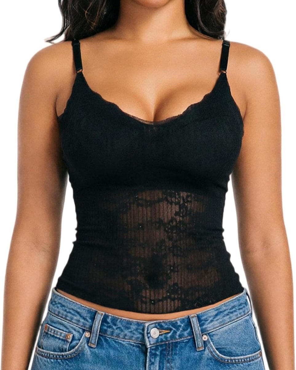 Top kant camisole verstelbare spaghettibandjes onderhemd tank tops V-hals bovenstuk dagelijks festival party