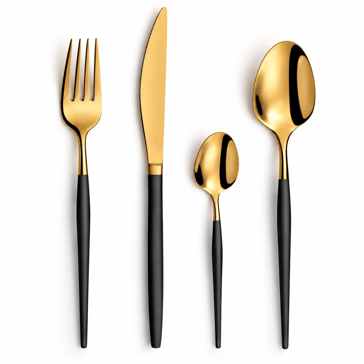 Majestix Bestekset Zwart & Goud – 24-delig – Bestek voor 6 Personen – Luxe RVS Bestekset