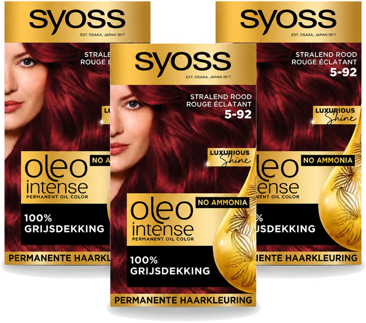 3 x SYOSS - Oleo Intense 5-92 - Haarverf - Permanente Haarkleuring - Stralend Rood - Langdurige Kleur - Voordeelverpakking - 3 stuks