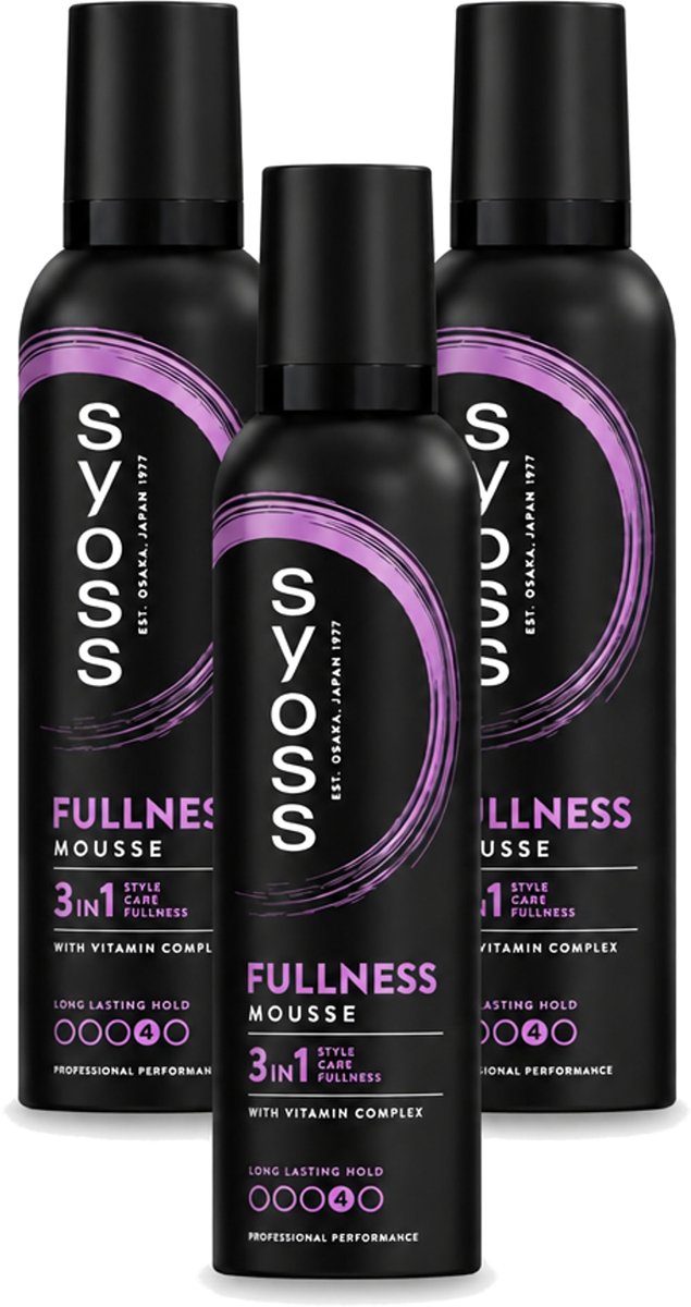 3 x Syoss - Fullness - Haarmousse - Lichtgewicht Volume - 250 ml - Voordeelverpakking - 3 stuks