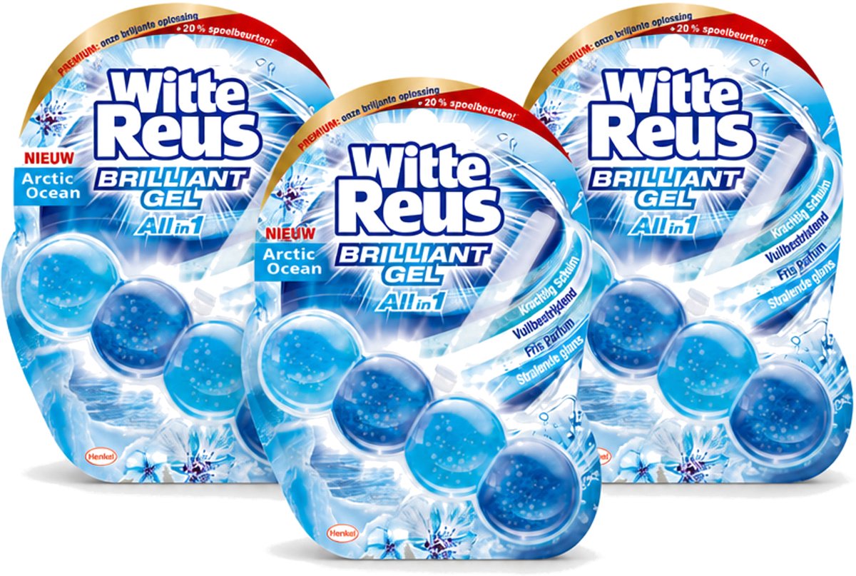 3 x Witte Reus - Brilliant Gel Toiletblok - Arctic Ocean - 1 Toiletblok - Voordeelverpakking - 3 stuks