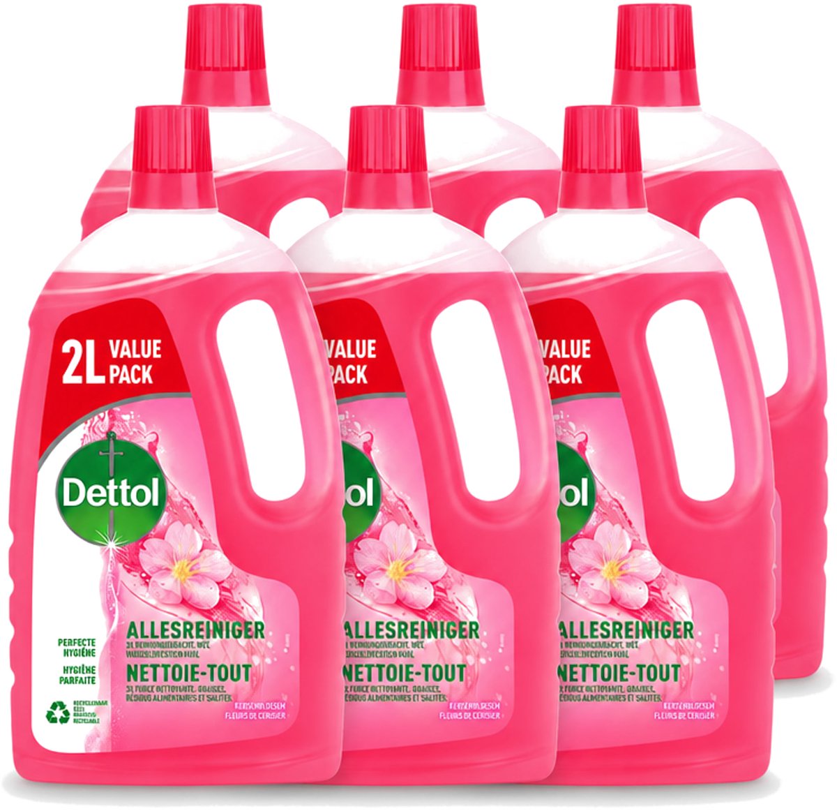 6 x Dettol - Allesreiniger - Kersenbloesem - Dieptereiniging - 2 liter - Voordeelverpakking - 6 stuks