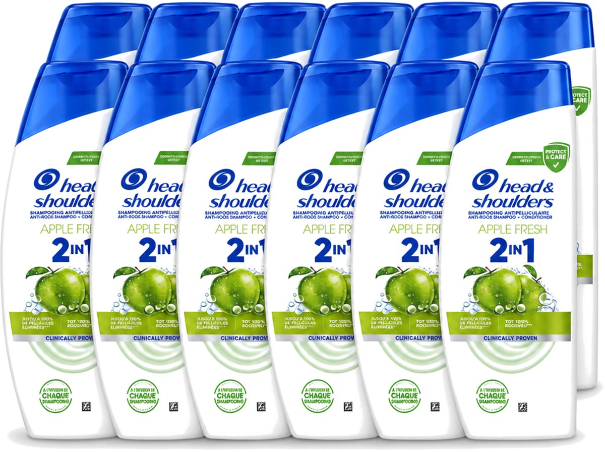 12 x Head & Shoulders – 2-in-1 – Apple Fresh – 300 ml - Voordeelverpakking - 12 stuks