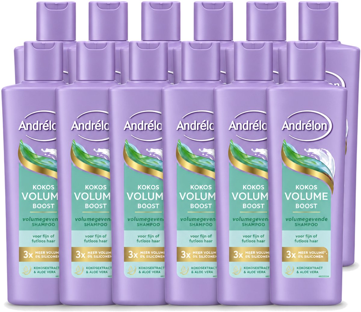 12 x Andrélon – Shampoo – Volume Boost – 250 ml - Voordeelverpakking - 12 stuks