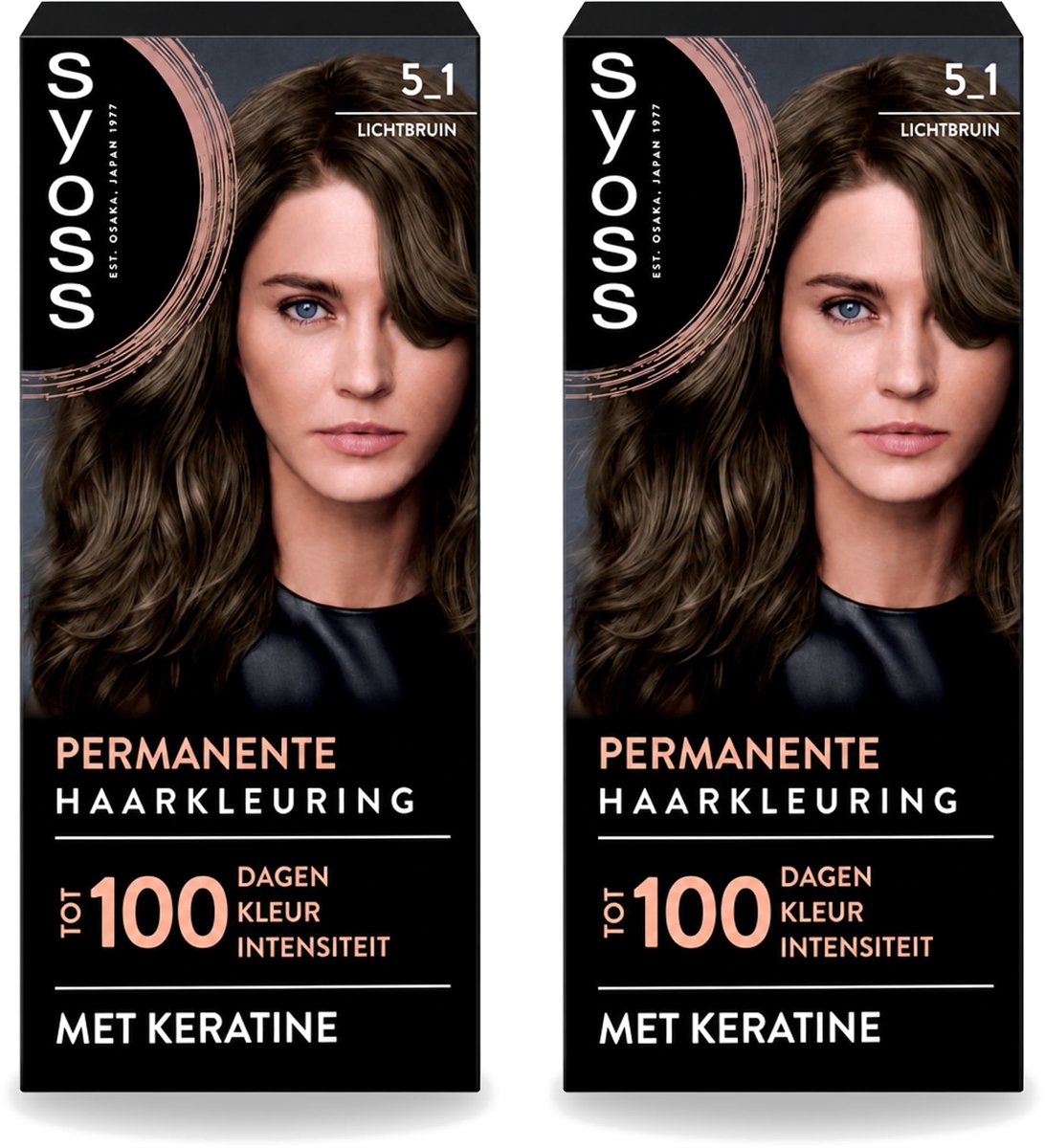 2 x SYOSS - Permanent Coloration 5-1 - Haarverf - Permanente Haarkleuring - Lichtbruin - Grijsdekking - Voordeelverpakking - 2 stuks