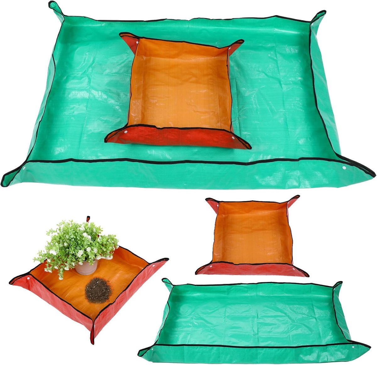 2 stuks plantenmat, 150 x 100 cm, 66 x 66 cm plantenbak mat waterdicht
