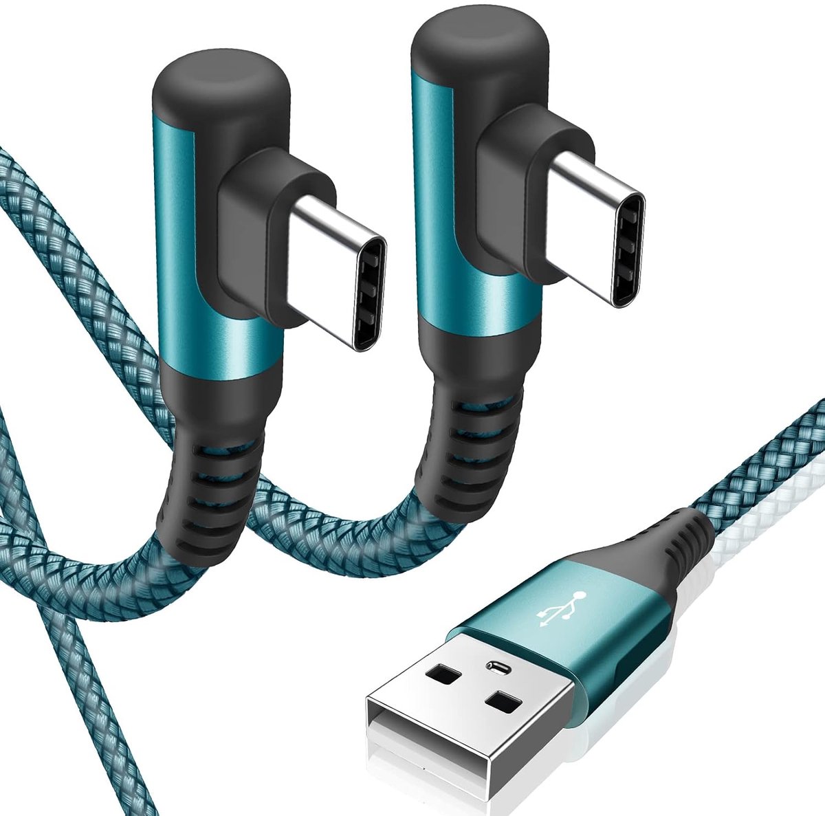 C Kabel 90 Graden,[2 Stuks, 1m] Snel Opladen USB C to USB A,Type C nylon oplaadkabel Charger Kabel voor iphone 17 16 15 Pro Max,Samsung Galaxy S26 S25 S24 S23 S22 S21 S20 S10 S9 Note 20,A72