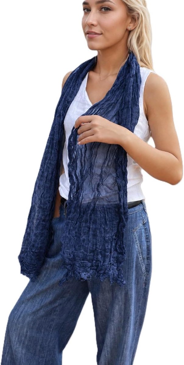 Linnen sjaal crinkle look - crinkle met natuurlijke structuur voor dames en heren