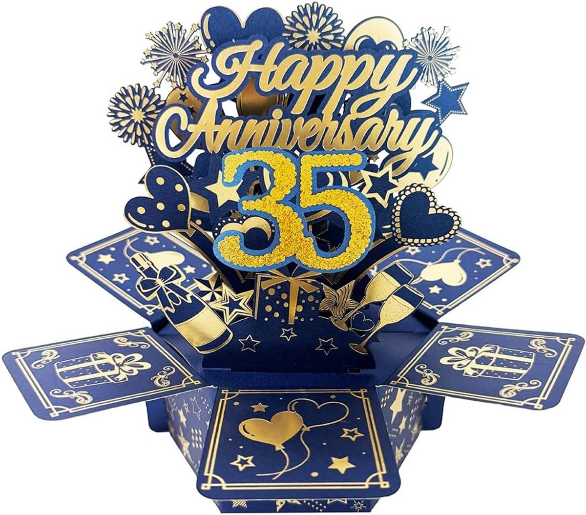 35-jarig huwelijksjubileum pop-upwenskaart voor hem, groot 3D 35 jaar samen-cadeau voor echtgenote, beste 35 jaar getrouwd cadeau-idee voor hem en je koppels