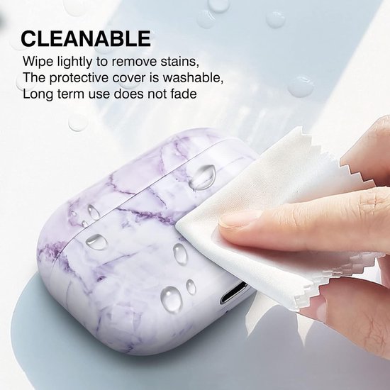 Case Compatible with AirPods Pro, Stylish Marble Pattern Hard PC Full Protective for Portable Lightweight Shockproof Cover for AirPods Pro Charging Case-Purple. — afbeelding 4