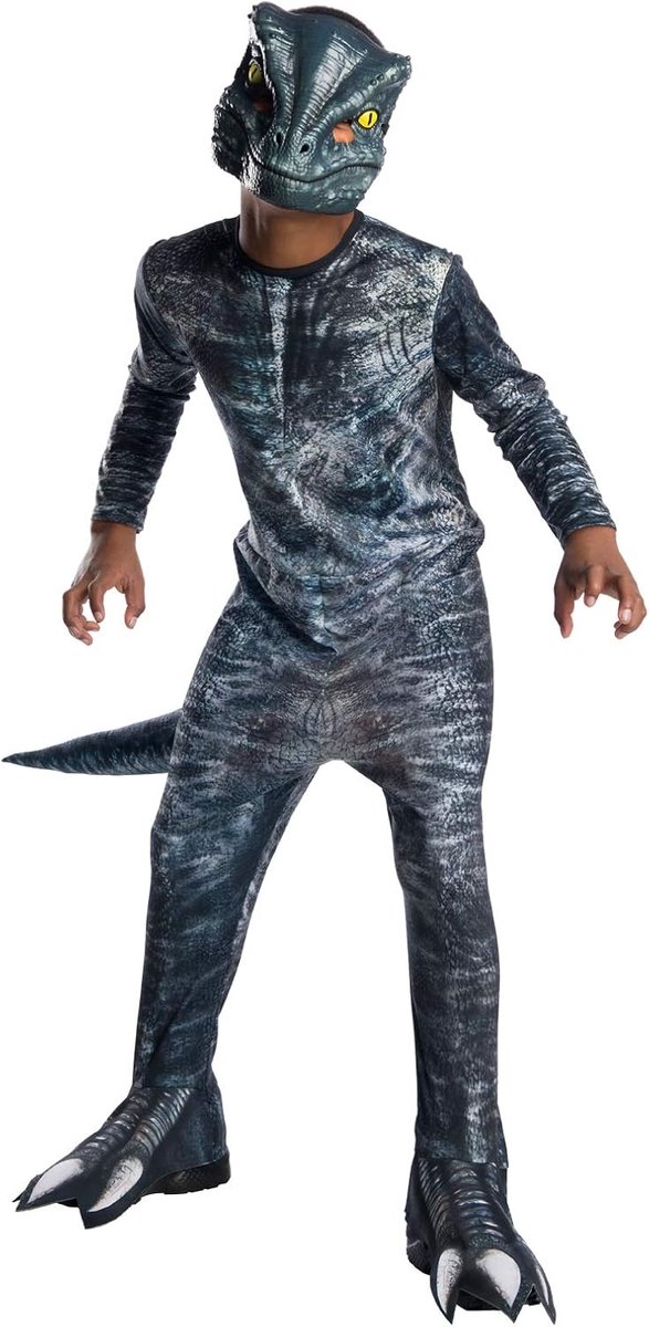 Officieel Jurassic World: Gevallen Kingdom Velociraptor 'Blauw' dinosauruskostuum, voor kinderen, Halloween