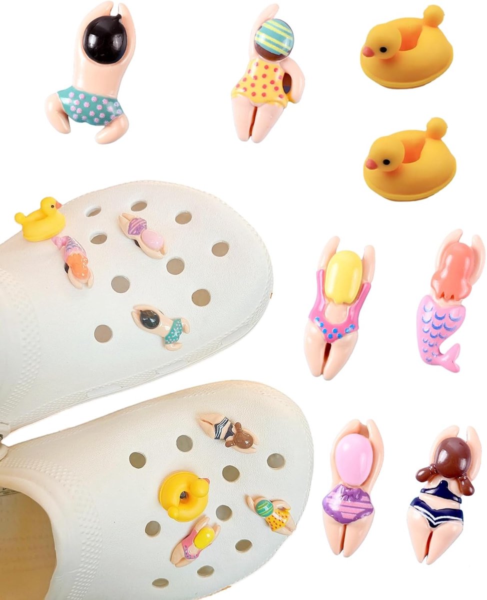 Bedels, 8 stks grappige eend zwemmen bedels voor tieners meisjes jongens vrouw man sport zomer accessoires voor klomp sandalen