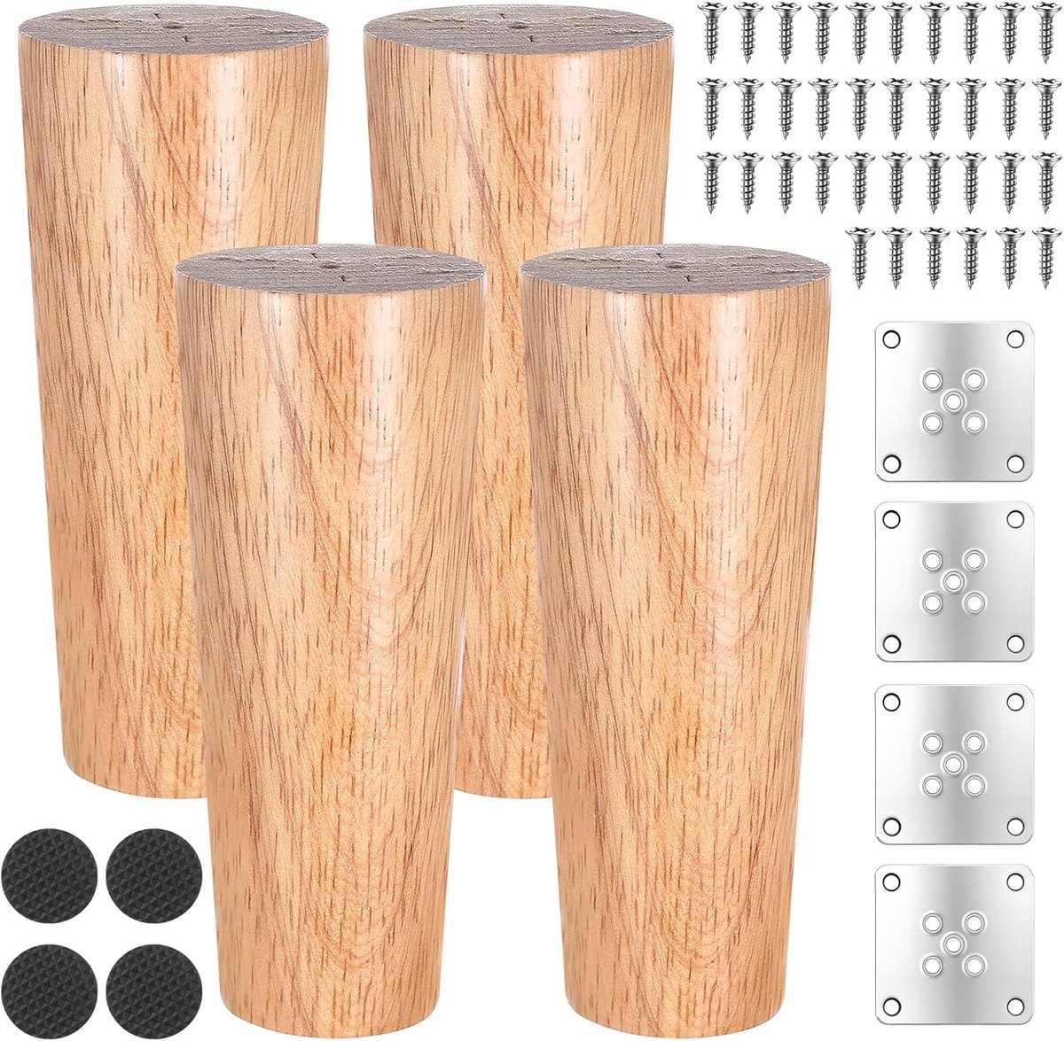 Poten van hout, 12 cm meubelpoten van hout