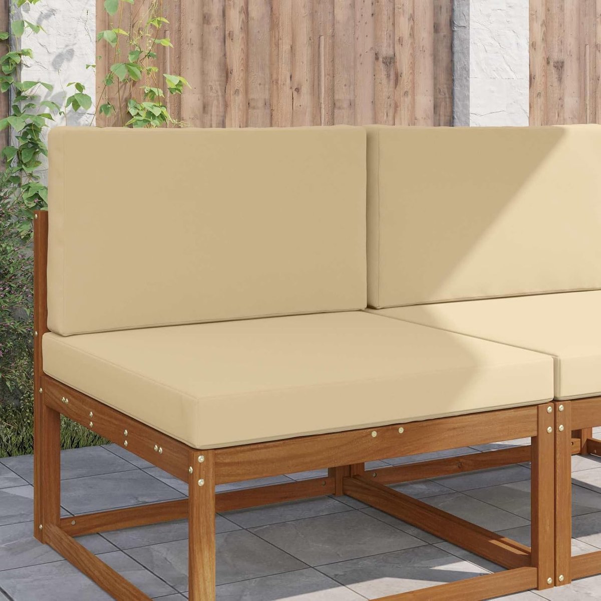 Bankkussen voor buiten, set van 2, polyester zitkussen tuin met ondersteunende schuimvulling, modern design voor terrassen en balkons