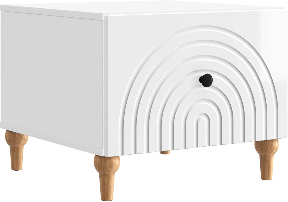 Houten hoogglans salontafel vintage 49x50x40 cm
