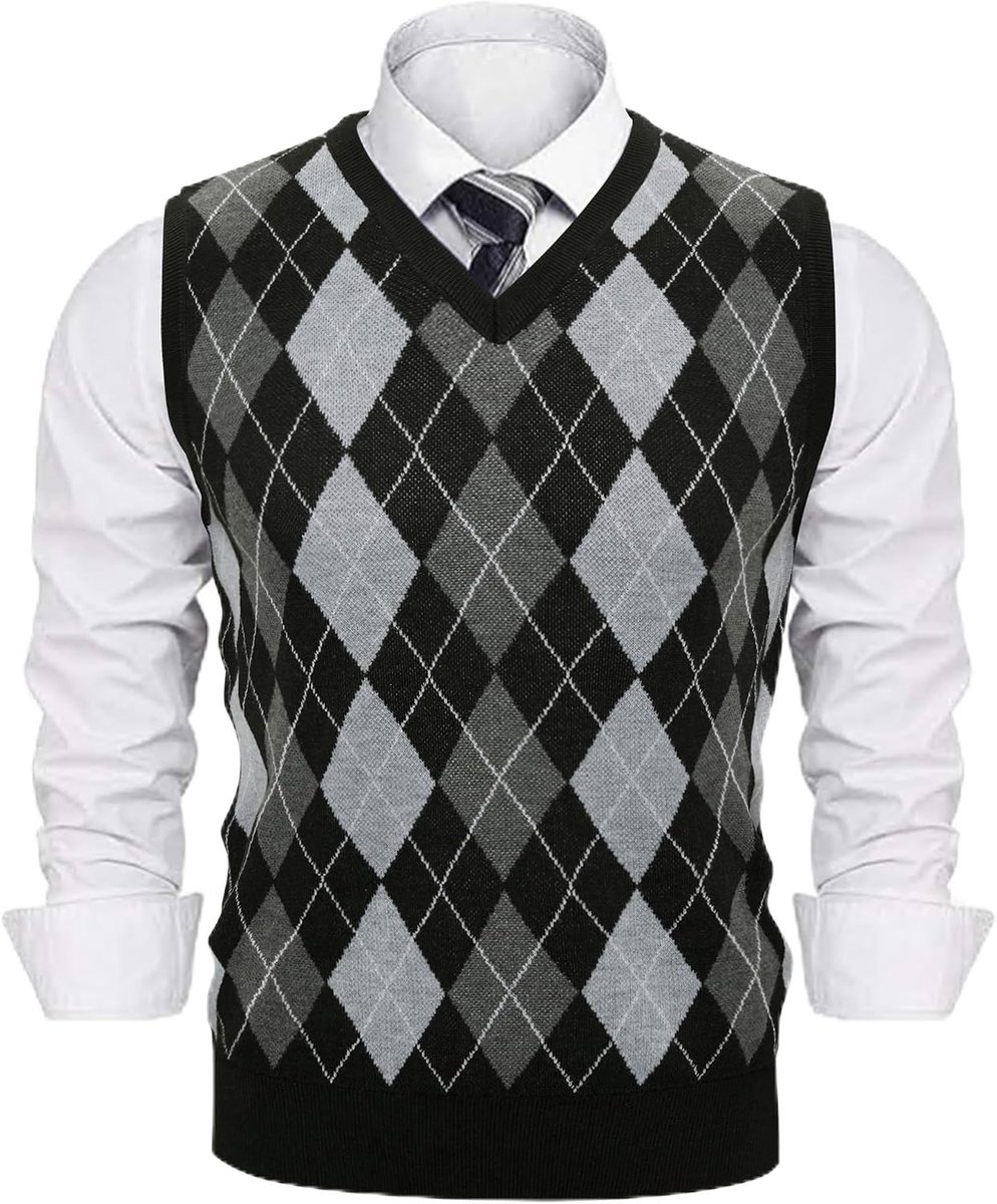 Pullunder voor heren vest heren gebreid vest mouwloos regular fit V-hals effen