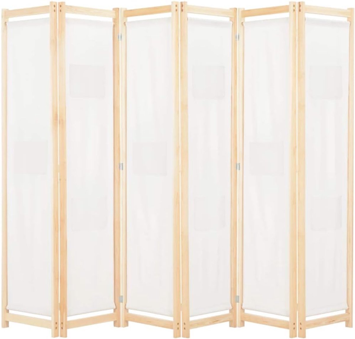 6-delige ruimteverdeler scheidingswand scherm scherm wand inkijkbescherming met 9 vakken op de panelen, ruimteverdeler wandschermen zichtscherm 240 x 170 x 4 cm (l x h x d), crème