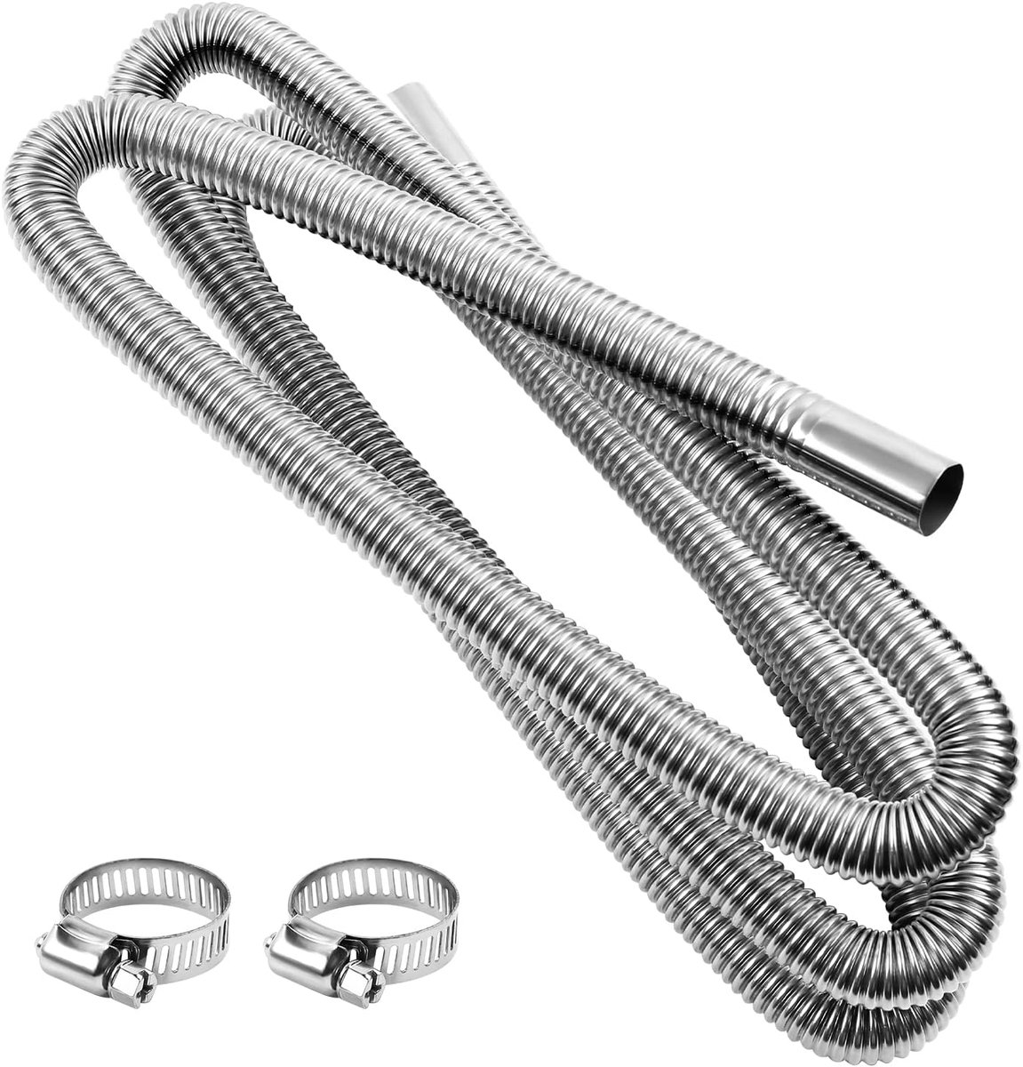 250 cm uitlaatslang voor generator met 2 klemmen, auto roestvrijstalen lucht diesel kachel uitlaatpijp, auto parkeerverwarming accessoires voor diesel gas ventilatieslang verwarming