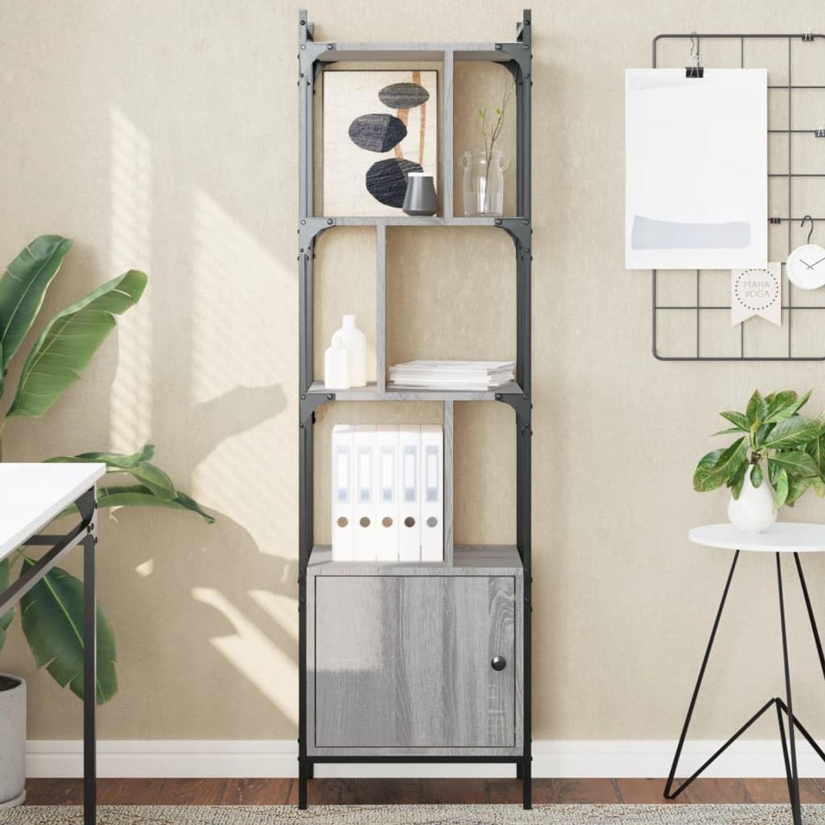 Boekenkast met deur grijs sonoma 44,5x30x154,5 cm houtmateriaal