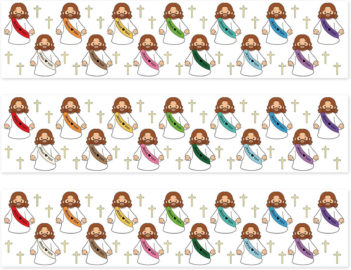 Eetbare Jesus Taartrand Omwikkeling, 28x6,2cm Wafer Papier Taartwikkel Stroken Christelijk Jesus Hou van Je Kruis Eetbare Decoraties voor Doop Eerste Pasen Religieus Feest Taarten
