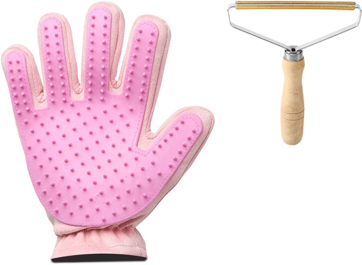 Professor Q Vachtverzorgingsset - Handschoen Lichtroze - Pluizenverwijderaar